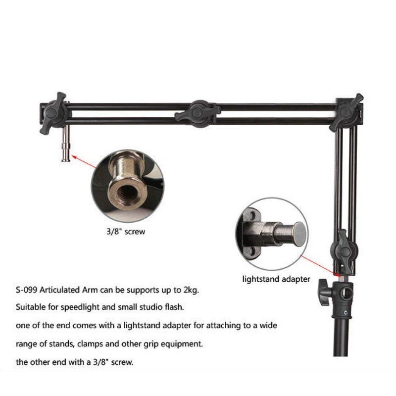 Fotoconic 3 Section Double Articulated Arm Without Camera Bracket, Compatible with Super Clamp, Angle Adjustable, 5/8" Stud with 3/8" Screw Thread Hole - Image 5
